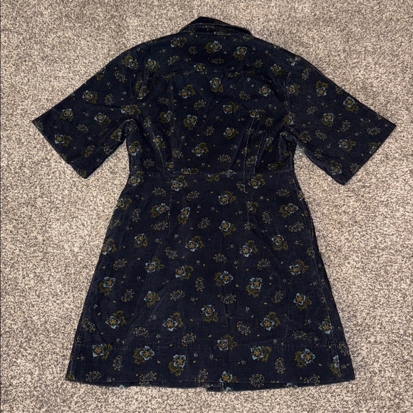 SEA  Briar Corduroy Short Sleeve Button Down Dress in Navy - Picture 9 of 9
